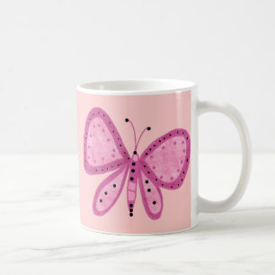 Tasse Mädchen Kinder Rosa Lila Farbige 2 Schmetter