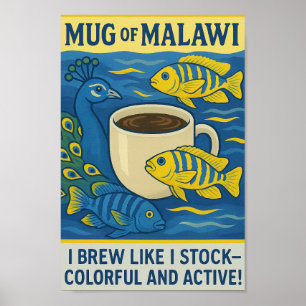Tasse Malawi - Farbenfrohe Kaffeemaschine Poster