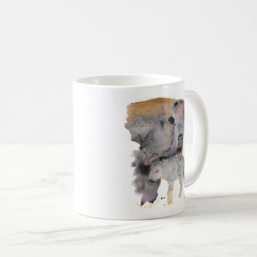 Tasse, Mama und Baby Buffalo Kaffeetasse (VorderseiteRechts)