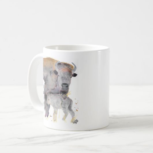 Tasse, Mama und Baby Buffalo Kaffeetasse (Vorderseite Links)