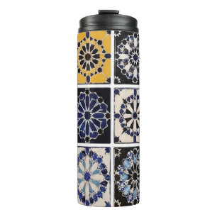 Tasse - Marokkanisches Zellige-Mosaik-Navy-Senf-Fl