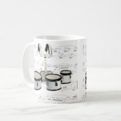 Tasse - marschierende Trommeln mit Blattmusik (Vorderseite Links)
