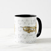Tasse - marschierendes Mellophone mit Blattmusik (VorderseiteRechts)