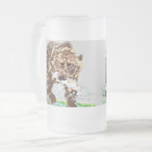 Tasse mattierter Glasbierbär/Grizzlybär (Vorderseite Links)