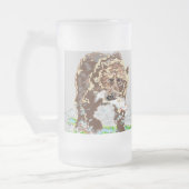 Tasse mattierter Glasbierbär/Grizzlybär (Links)