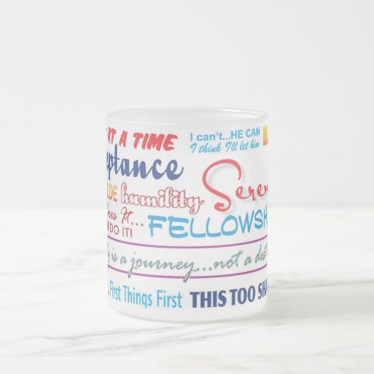 Tasse mit 12 Schritt-Erholungs-Slogans (Mittel)