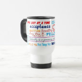 Tasse mit 12 Schritt-Erholungs-Slogans (Vorderseite Links)