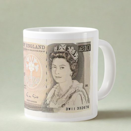 Tasse mit 1975 £ 10 Note Image | Queen Elizabeth I