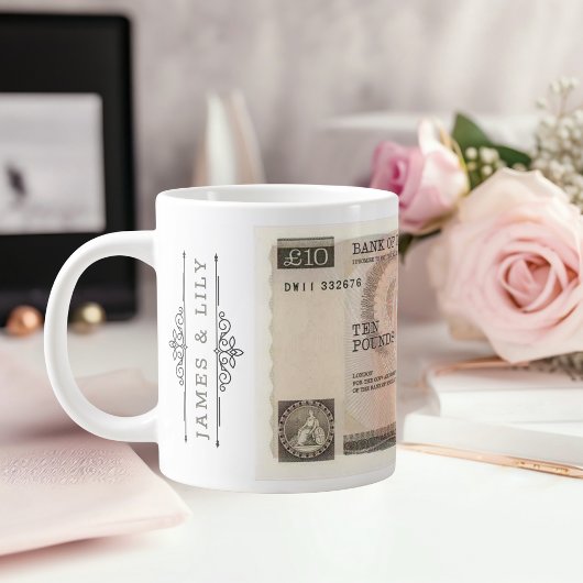 Tasse mit 1975 £ 10 Note Image | Queen Elizabeth I