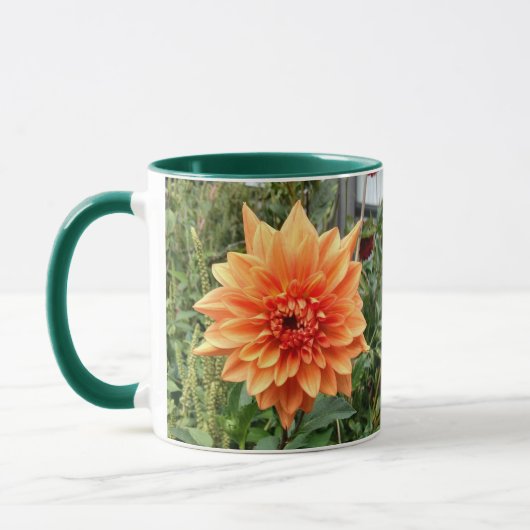 Tasse mit 2 Fotos Orangendahlien (Links)