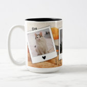 Tasse mit 3 Fotos und anpassbarem Text (Links)