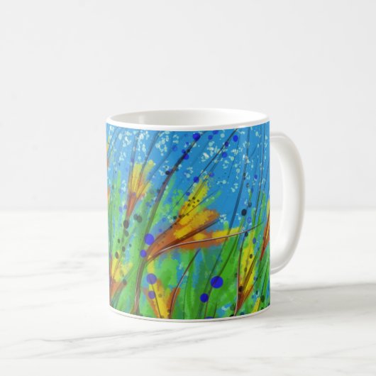 Tasse mit abstraktem Entwurf mit surreal Blumen! (VorderseiteRechts)