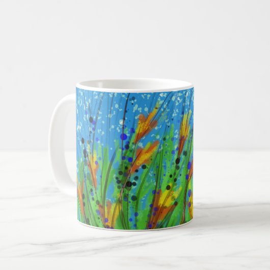 Tasse mit abstraktem Entwurf mit surreal Blumen! (Vorderseite Links)