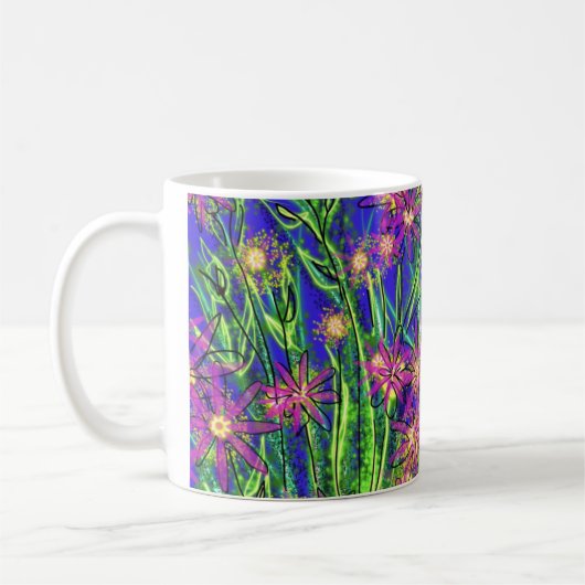 Tasse mit abstraktem Entwurf mit surreal Blumen! (Links)