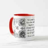 Tasse mit abstraktem Schwarz-Weiß-Doodle und Initi (Vorderseite Links)