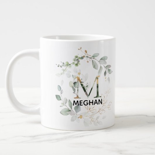 Tasse mit Anfangsbezeichnung M Monogramm Grünfläch (Links)