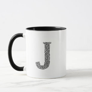 Tasse mit Anfangsbuchstabe J – einfacher moderner 