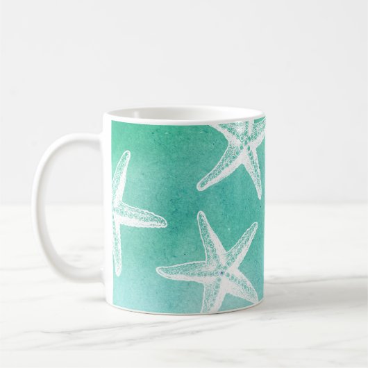 Tasse mit Aquarell - Starfish Aquamarin (Links)