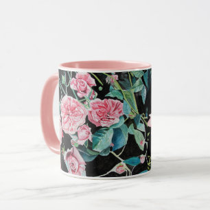 Tasse mit Aquarellmotiv rosa Rose