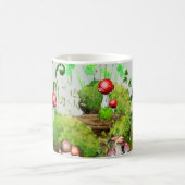 Tasse mit Aquarellwald Pilze Pflanze Grün (Mittel)
