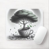 Tasse mit Baum gebrochen. Mousepad (Mit Mouse)