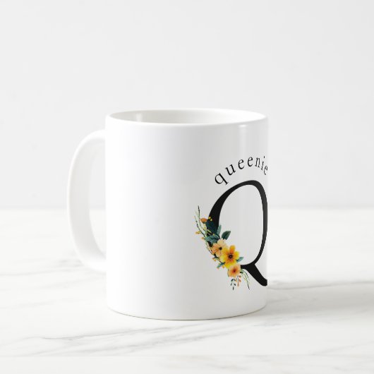 Tasse mit bearbeitbarem Namen für das Monogramm de (Vorderseite Links)