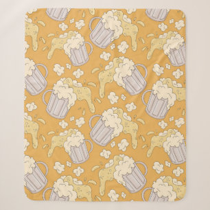 Tasse mit Bier Cartoon nahtlos Muster. Alkohol Sherpadecke