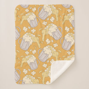 Tasse mit Bier Cartoon nahtlos Muster. Alkohol Sherpadecke