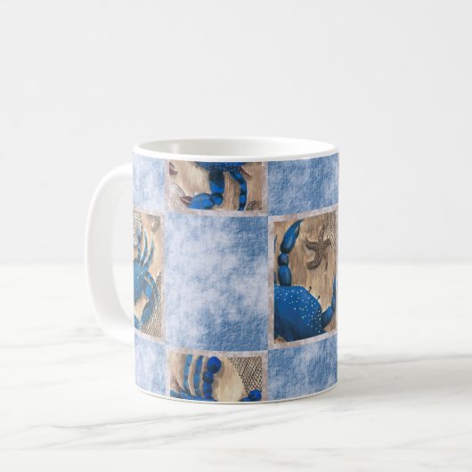 Tasse mit blauem Krebsmuster (Vorderseite Links)