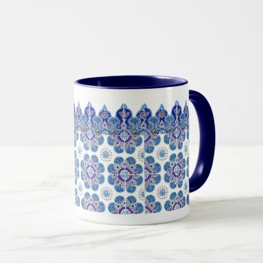 Tasse mit blauem und lila Design (VorderseiteRechts)