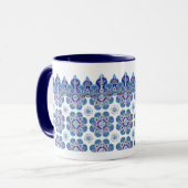 Tasse mit blauem und lila Design (Vorderseite Links)