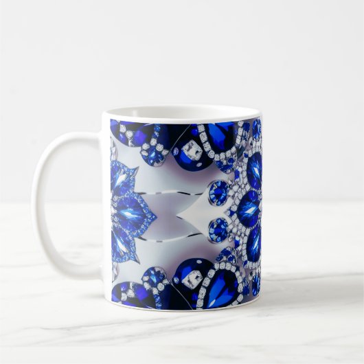 Tasse mit blauweißem Farbdesign (Links)