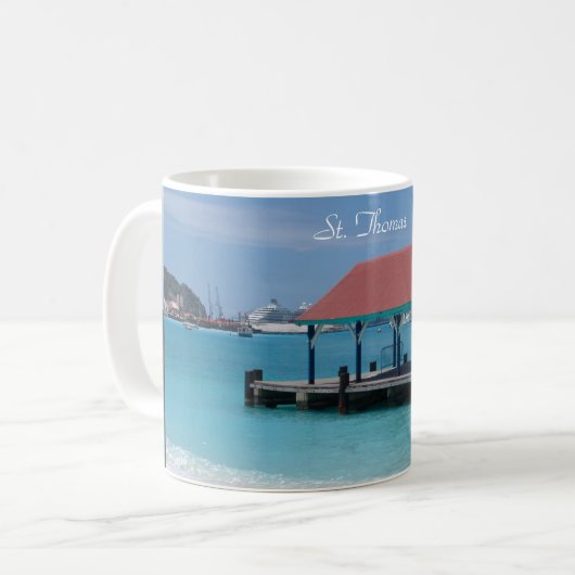 Tasse mit Blick auf den Hafen St. Thomas, Kreuzfah (Vorderseite Links)