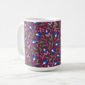 Tasse mit Blumen in Burgund und Deep Blue (Vorderseite Links)