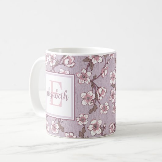 Tasse mit Blumenschrift - Personalisierter Kaffee (Vorderseite Links)