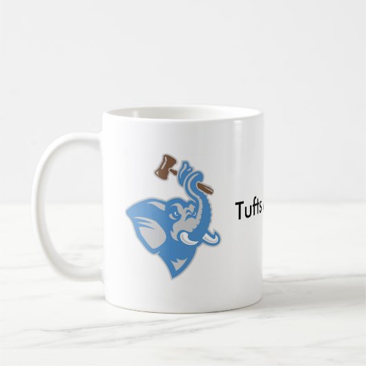 Tasse mit Brown und blaues Logo und Text (Links)