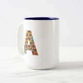 Tasse mit Buchstabe A und Sonnenblumen (Vorderseite Links)