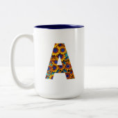 Tasse mit Buchstabe A und Sonnenblumen (Links)