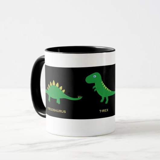 Tasse mit Cartoon-Dinosauriern (Vorderseite Links)