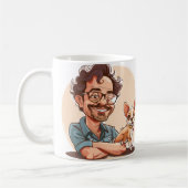 Tasse mit Cartoon-Mann mit Bart und Chihuahua (Links)