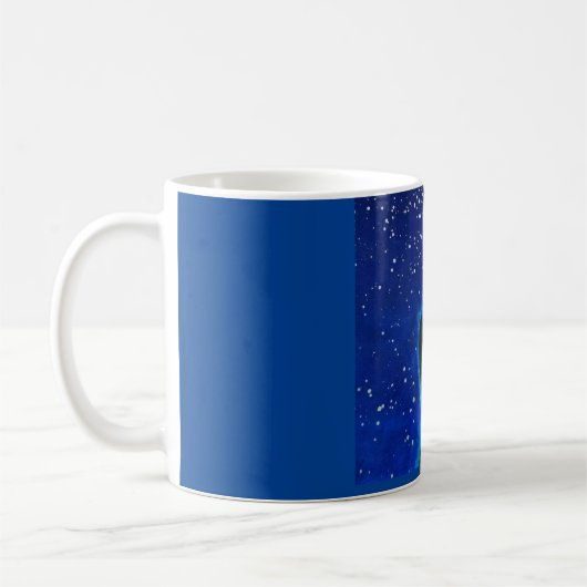 Tasse mit Cat Silhouete unter Sternenhimmel (Links)