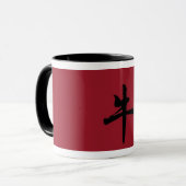 Tasse mit chinesischem Ochsensymbol, schwarz und (Vorderseite Links)