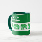 TASSE MIT COOLEN GRÜNEN ELEFANTEN (Vorderseite Links)