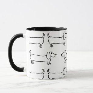 Tasse mit Dackeln in Schwarz-weißem
