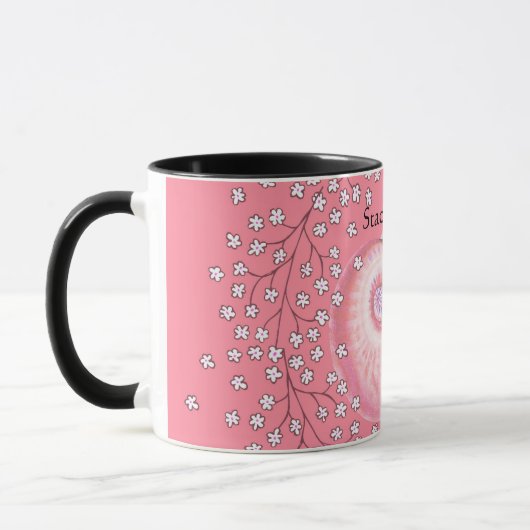 Tasse mit Daisis und Muschel in Rosa (Links)