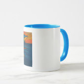 Tasse mit Delfinmotiv im kubistischen Stil  (VorderseiteRechts)