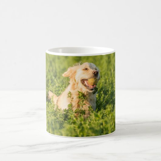 Tasse mit dem Bild des Goldenen Retriever im Feld (Mittel)