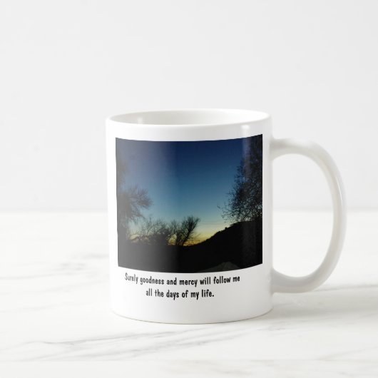 Tasse mit dem Scripture und Sonnenuntergang (Rechts)