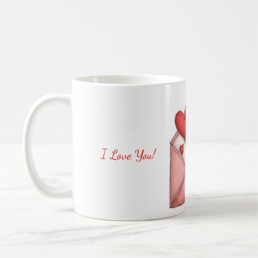 Tasse mit dem Valentinstag-Design (Links)