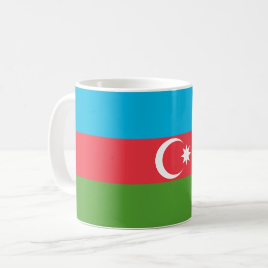 Tasse mit der Flagge Aserbaidschans (Vorderseite Links)